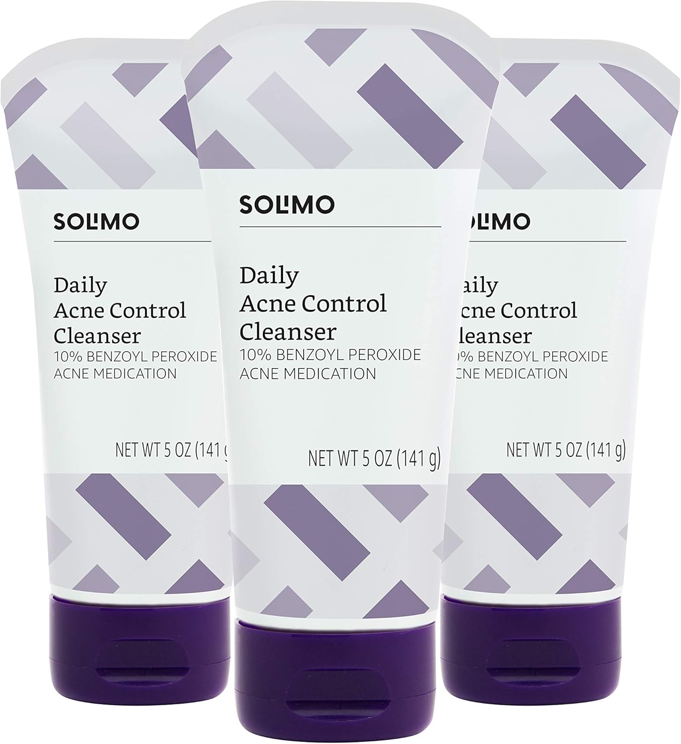 Amazon Brand - Solimo Daily Acne Control Cleanser, Maximum Strength 10% Benzoyl Peroxide Acne Medication, 5 Ounce (Pack of 3)