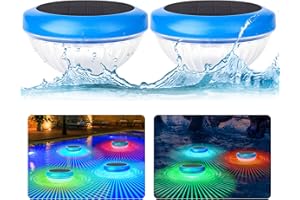 MORXINLE Solar Floating Pool Lights,RGB Color Changing Floating Pool Lights for Swimming Pool,Waterproof Light up LED Pool Accessories,Outdoor LED Pool Lights That Float for Pool,Pond,Spa,Hot tub-2PCS