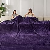 COOVA Oversized King Fleece Blanket 120x120 inches, Soft Cozy Warm Giant Extra Large 10'x10' Blanket for Bed, Sofa, Couch,Travel, Camping, California Huge Big Throw Blanket, Jacquard Pueple