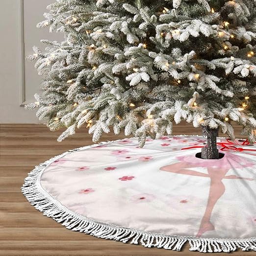Petal Roses Blush Pink Christmas Tree Skirt Luxury Xmas Tree Skirt with