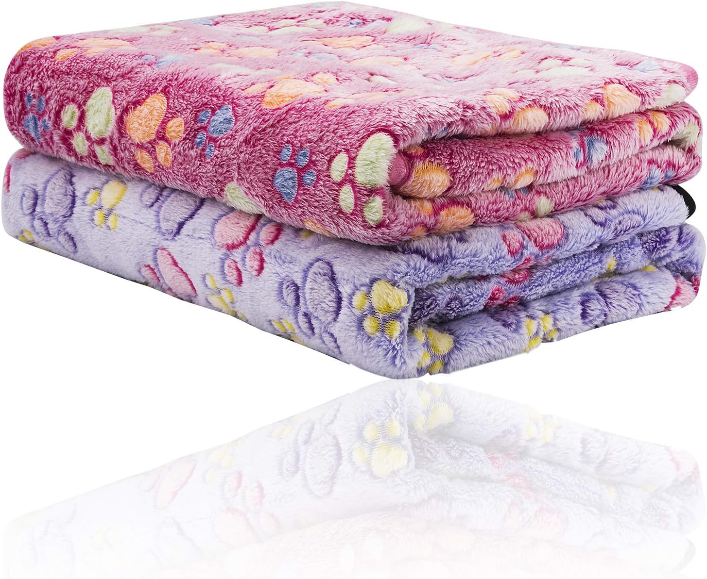 iNNEXT2 Pack Puppy Blanket for Pet Cushion Small Dog Cat Bed Soft Warm Sleep Mat, Pet Dog Cat Puppy Kitten Soft Blanket Doggy Warm Bed Mat Paw Print