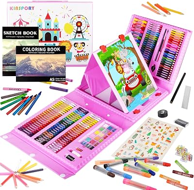 KINSPORY 290 PCS Art Set for Kids Deluxe Coloring Case Gift Teens Boys Girls