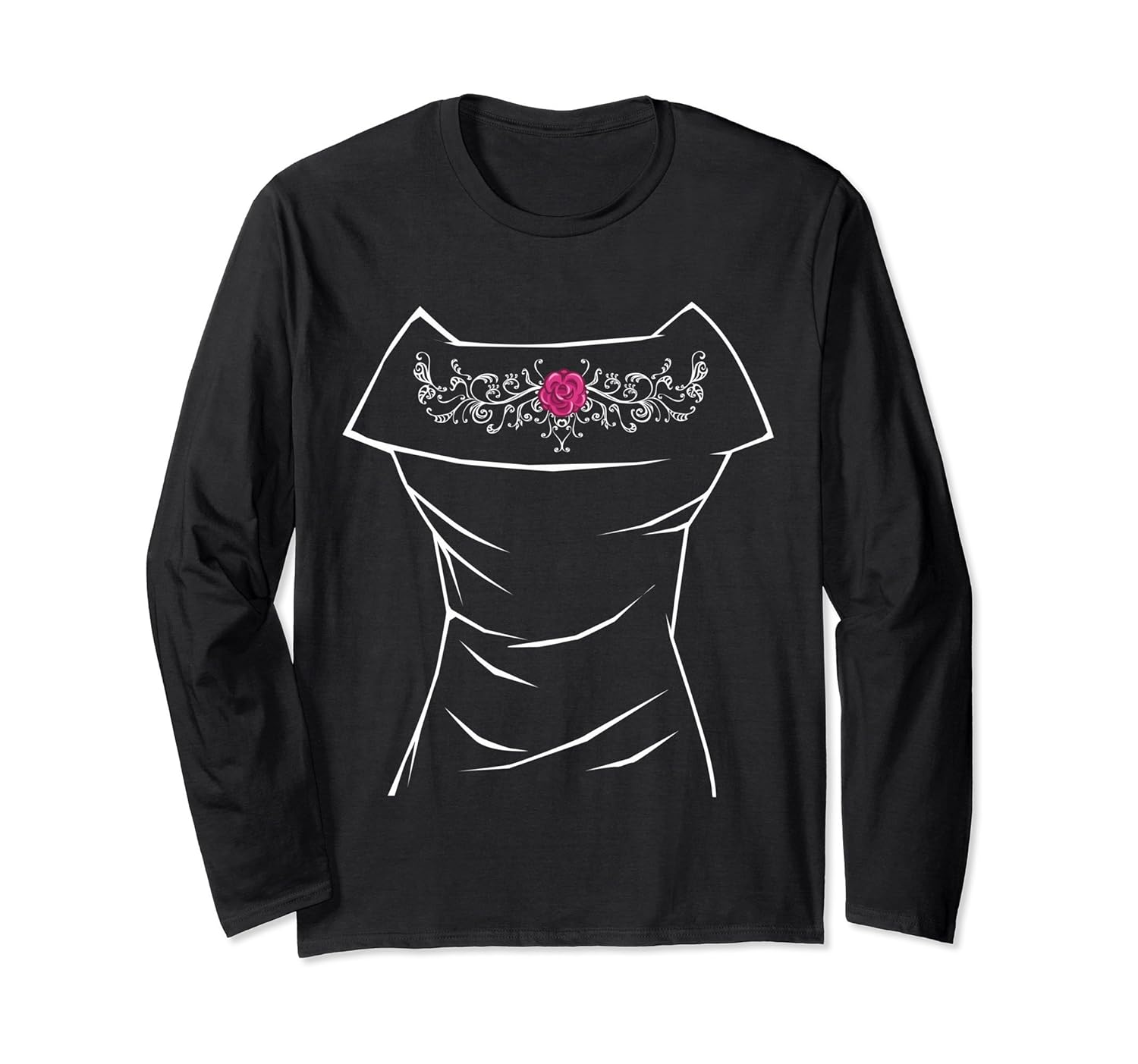 Black Dress Long Sleeve Shirt, Halloween Bridal Shower-Rose