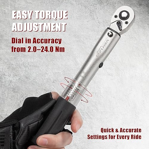 Venzo Bicycle Bike 1/4 Inch Driver Torque Wrench Allen Key Tools