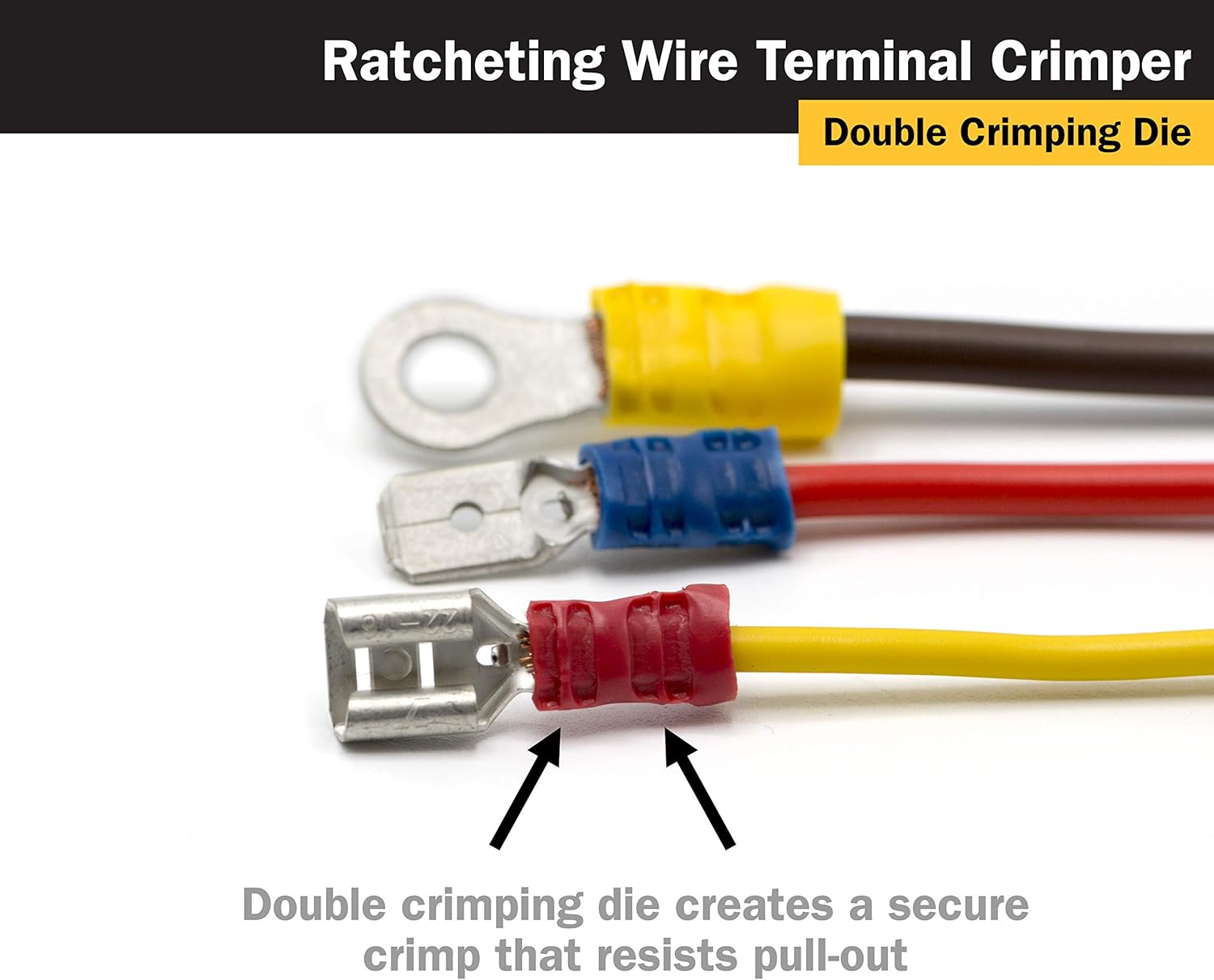 Titan 11477 Ratcheting Wire Terminal Crimper Tool for Insulated Terminals, Fixed Jaw Crimper - - 