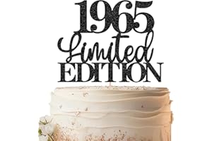 EONNCNT Limited EDITION 1965 Cake Topper - Black Glitter Happy 60th Birthday Party Cake Decoration Supplies, Cheer to 60 Years Cake Bunting Decor for 60th Birthday Party Photo Booth Props
