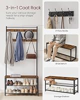 VASAGLE Coat Rack 3-in-1 with Shoe Storage Bench Hall Tree 32 x 85 x 175 cm view 3