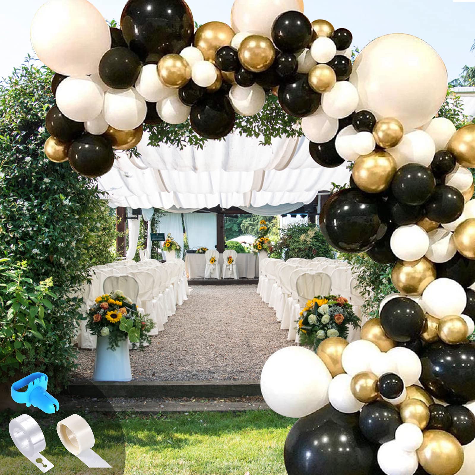Black Gold Balloon Arch Kit - Birthday & Wedding Arch Decoration