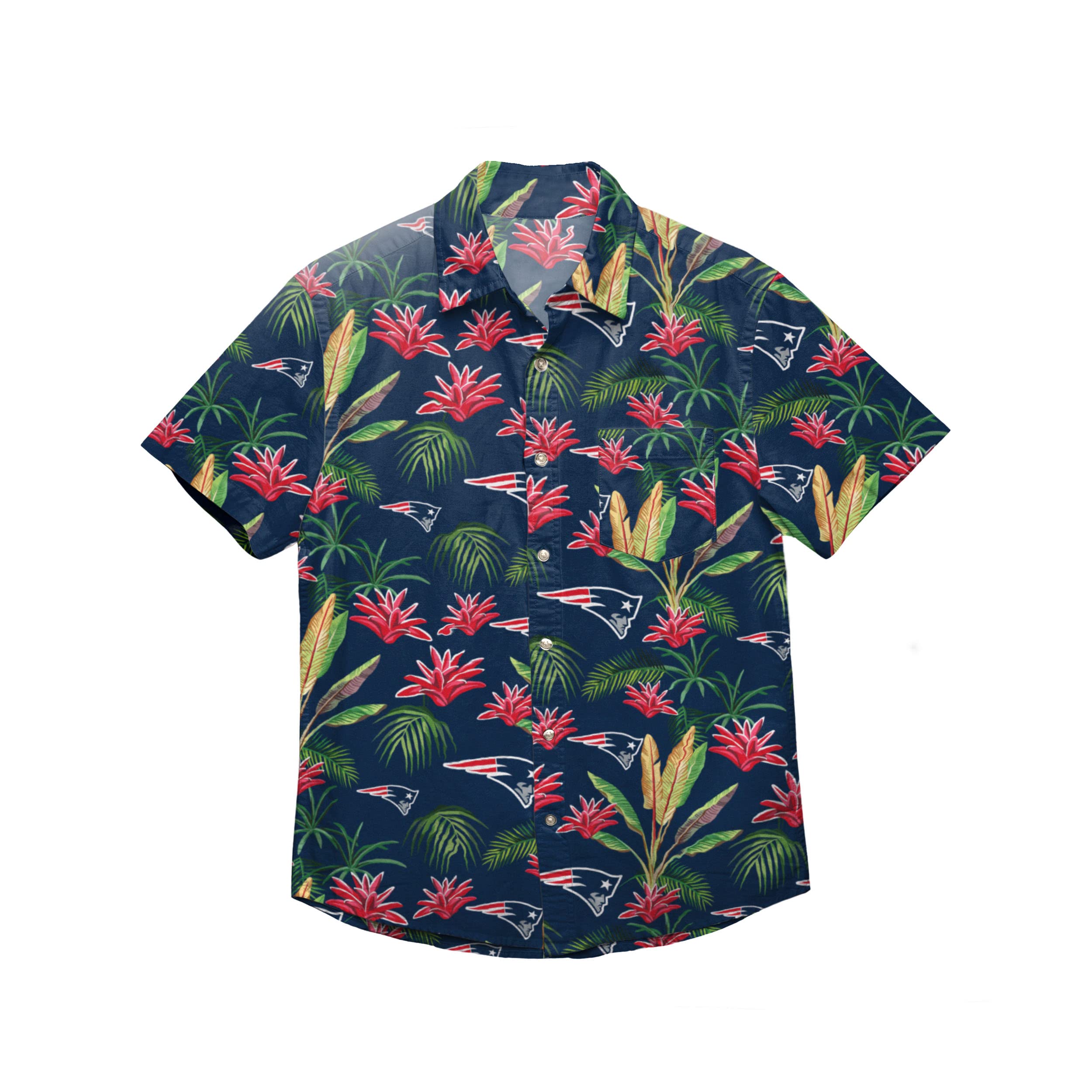 Photo 1 of 2XL.   New England Patriots NFL Mens Victory Vacay Button Up Shirt