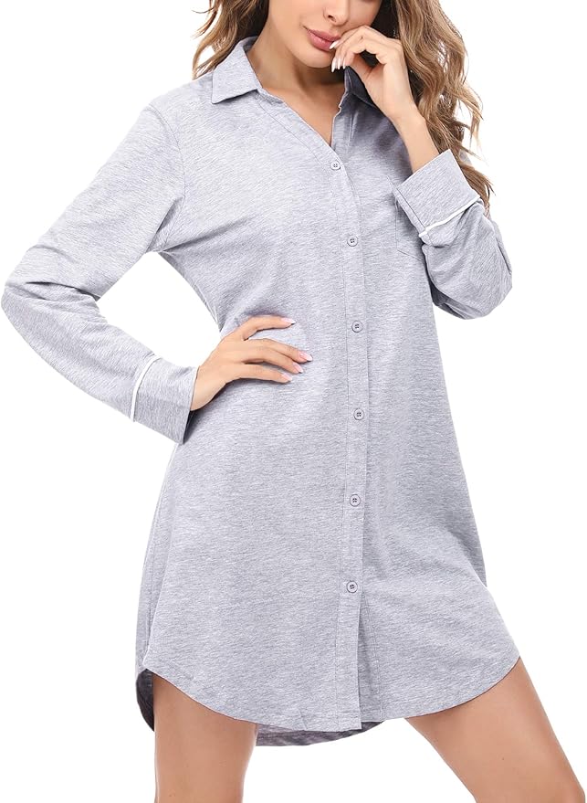 Doaraha Chemise de Nuit Femme Boutonnée