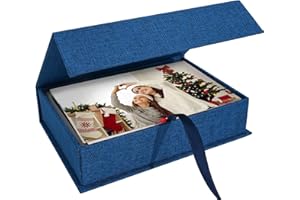 Hiwhy Photo Storage Box 4x6, Linen Photo Box, Memory Box Perfect to Store Your Photo, Pictures, Certificates, Scrapbooking Su