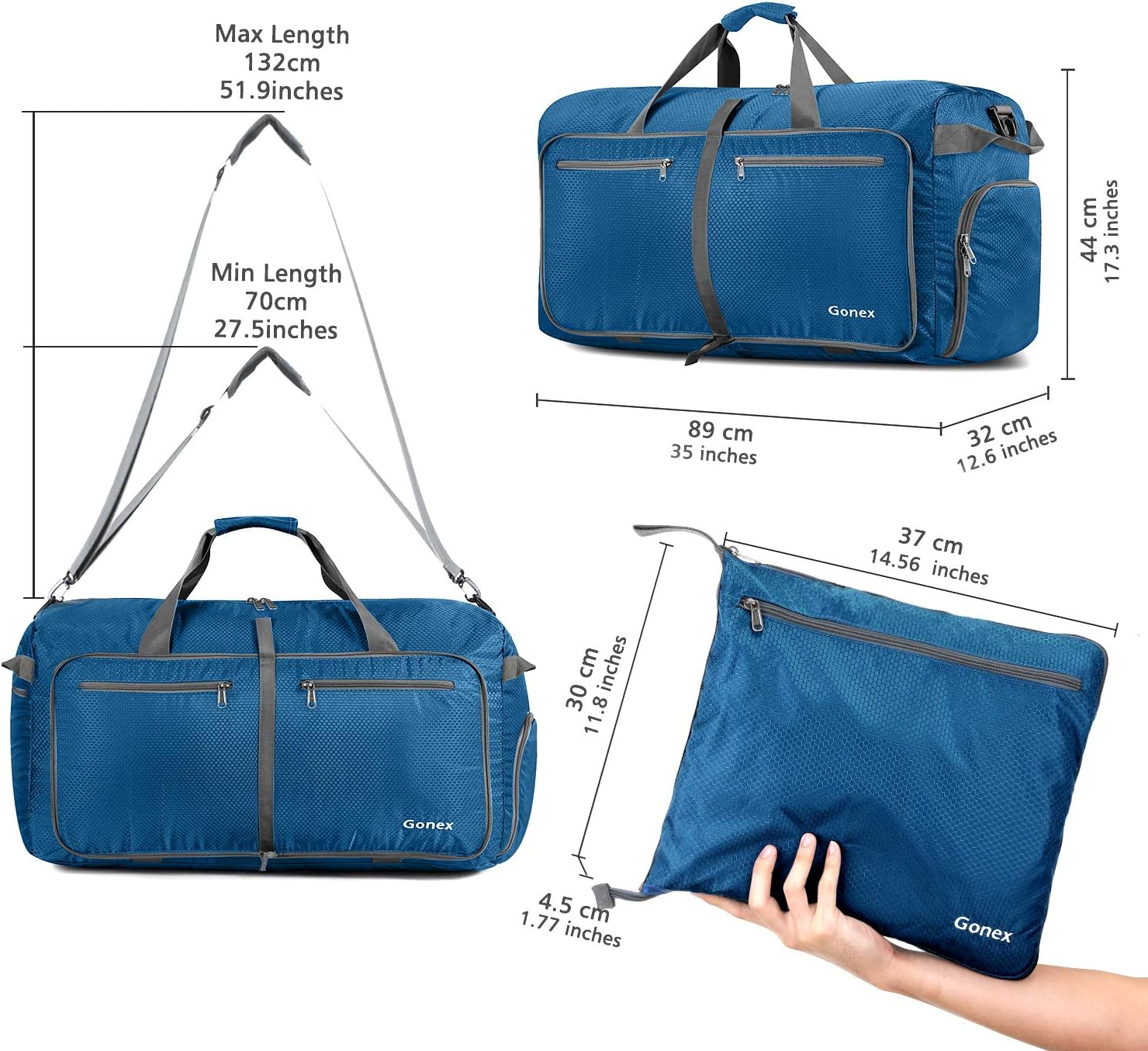 Gonex 150L Large Foldable Travel Duffle Bag with Shoes Compartment - Image 3