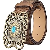 CHIC DIARY Women Western Leather Blet Cowgirl Country Belt Vintage Waist Belt for Jeans