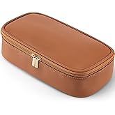 Vlando Travel Makeup Bag,Small Makeup Bag for Women,Gifts for Women Girls, Makeup Pouch Purse Travel Essentials Toiletries-Brown
