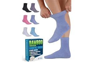 Doctor's Select Bamboo Viscose Diabetic Socks for Women & Men - 6 Pairs Non Binding Viscose Bamboo Socks for Swollen Feet