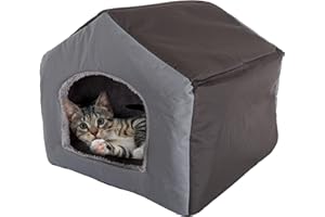 PETMAKER Cozy Cottage House Shaped Pet Bed, Gray, 19" x 18.5" x 17"