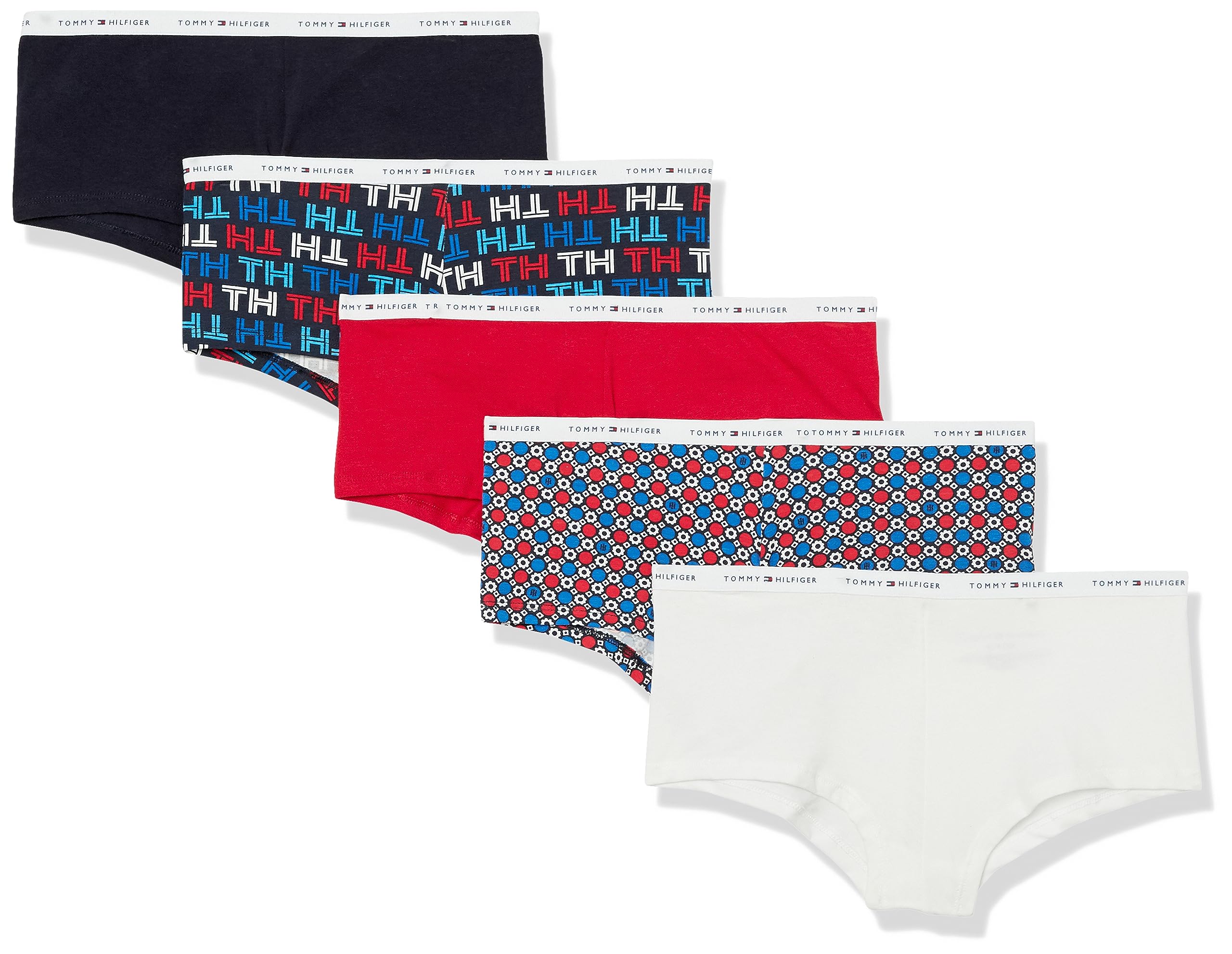Tommy HilfigerWomensClassic Cotton Boyshort Panties—5 PackBlack/Logo/Red/Pattern/WhiteX-Large Image