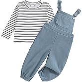 Mioglrie Toddler Baby Girl Clothes 12 18 24 Months 2T 3T 4T 2Pcs Girl Outfits Adjustable Overall Set Cute Jumpsuit