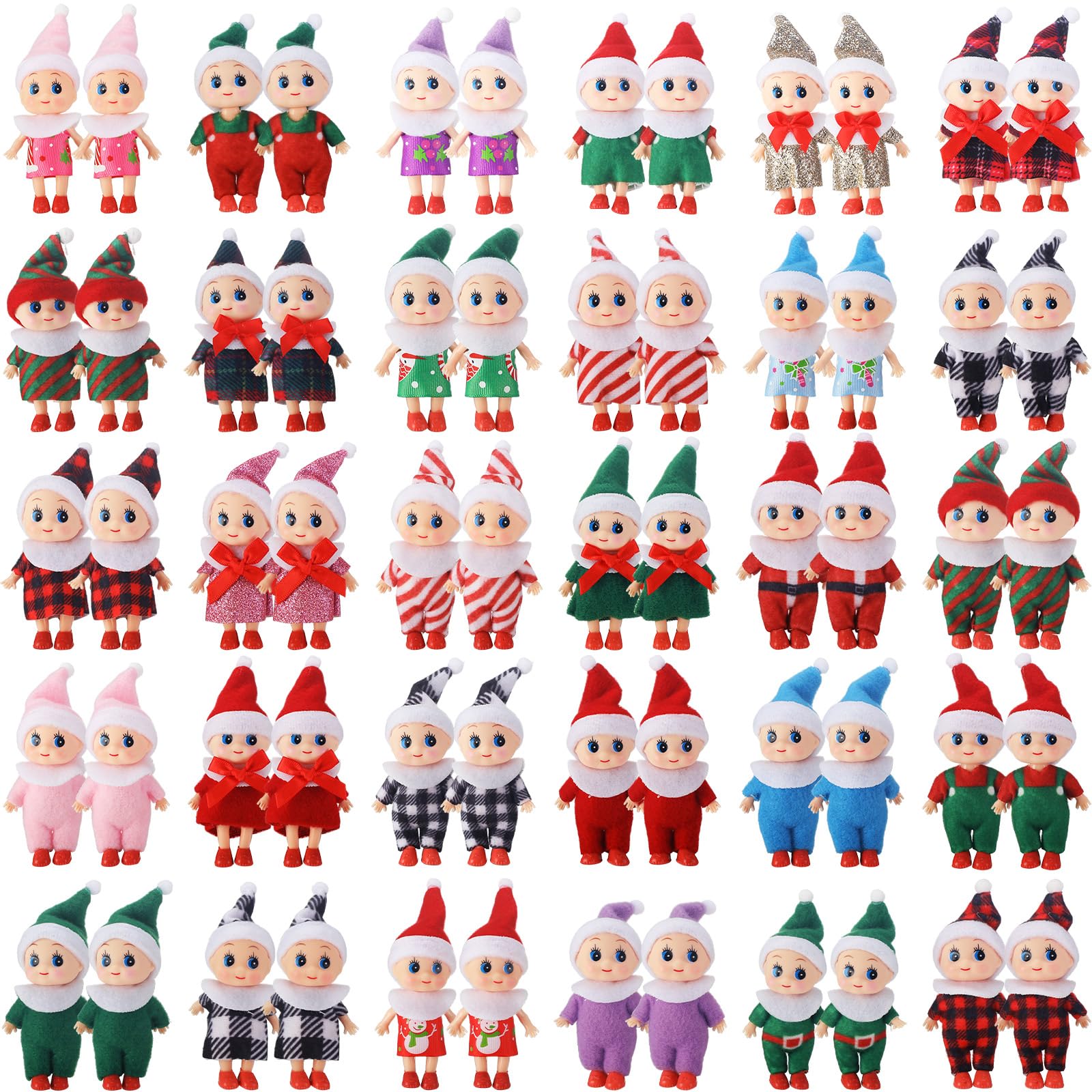 Photo 1 of Liliful 60 Pcs Christmas Miniature Doll Cute Tiny Doll Colorful Plush Doll for Advent Calendars Decorations Stocking Stuffers Party Favors
