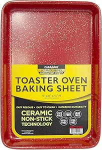 casaWare 9 x 6 x 0.75-Inch Toaster Oven Ultimate Series Commercial Weight Ceramic Non-Stick Coating Baking Pan (Red Granite)