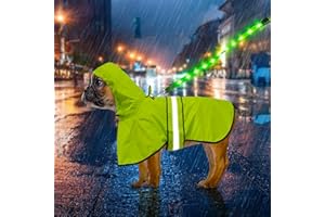 Weesiber Dog Raincoat, Waterproof Dog Rain Jacket with Leash Hole, Reflective Puppy Rainwear Hooded Pet Poncho Slicker for Walking (S, Green)