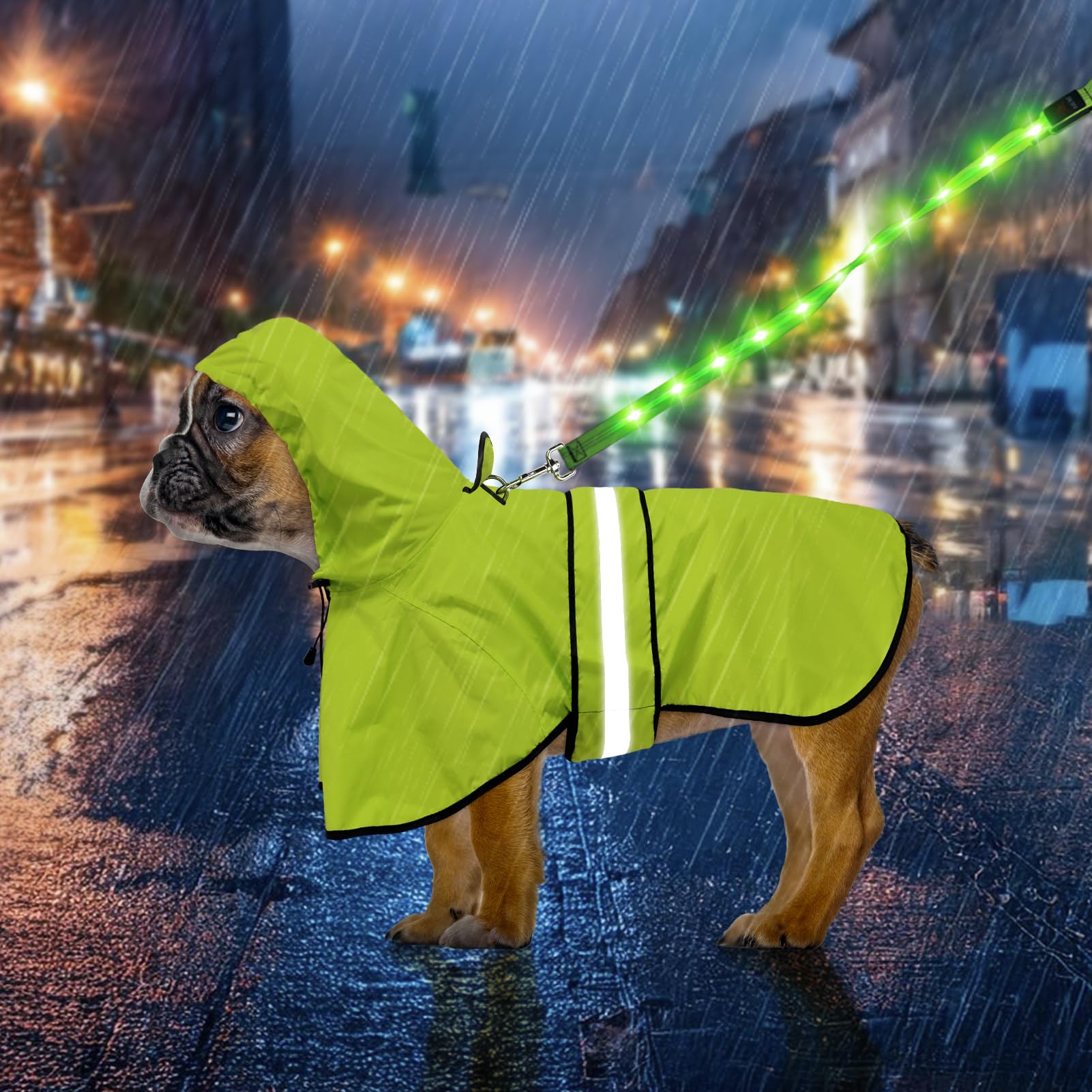 Weesiber Dog Coats Waterproof - Adjustable Dog Raincoat with Reflective Strip, Lightweight Rain Jacket for Small to X-Large Dogs (Small, Green)