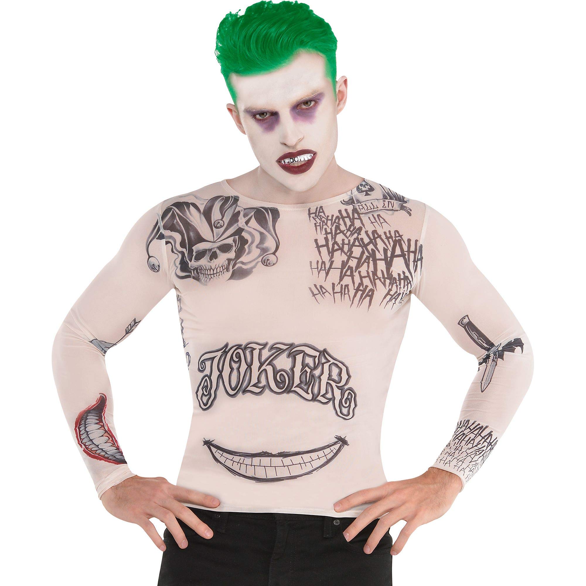 Suit Yourself Suicide Squad Long Sleeve Tattoo Joker Shirt For Adults One Size Up To Men S Size 40 42 Features Tattoos Buy Online In Aruba At Desertcart