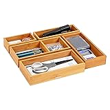 Mind Reader 5-Piece Bamboo Drawer Organizer