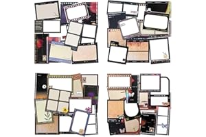 4 Packs Filmstrip Scrapbook Paper Vintage Pattern Paper Decorative Kraft Paper Retro Film Memo Writable Note Tag Single-Sided