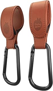 Kinderwagen Haken Braun von Baby Uma - Taschenhalter Kinderwagen Leder Premium Style