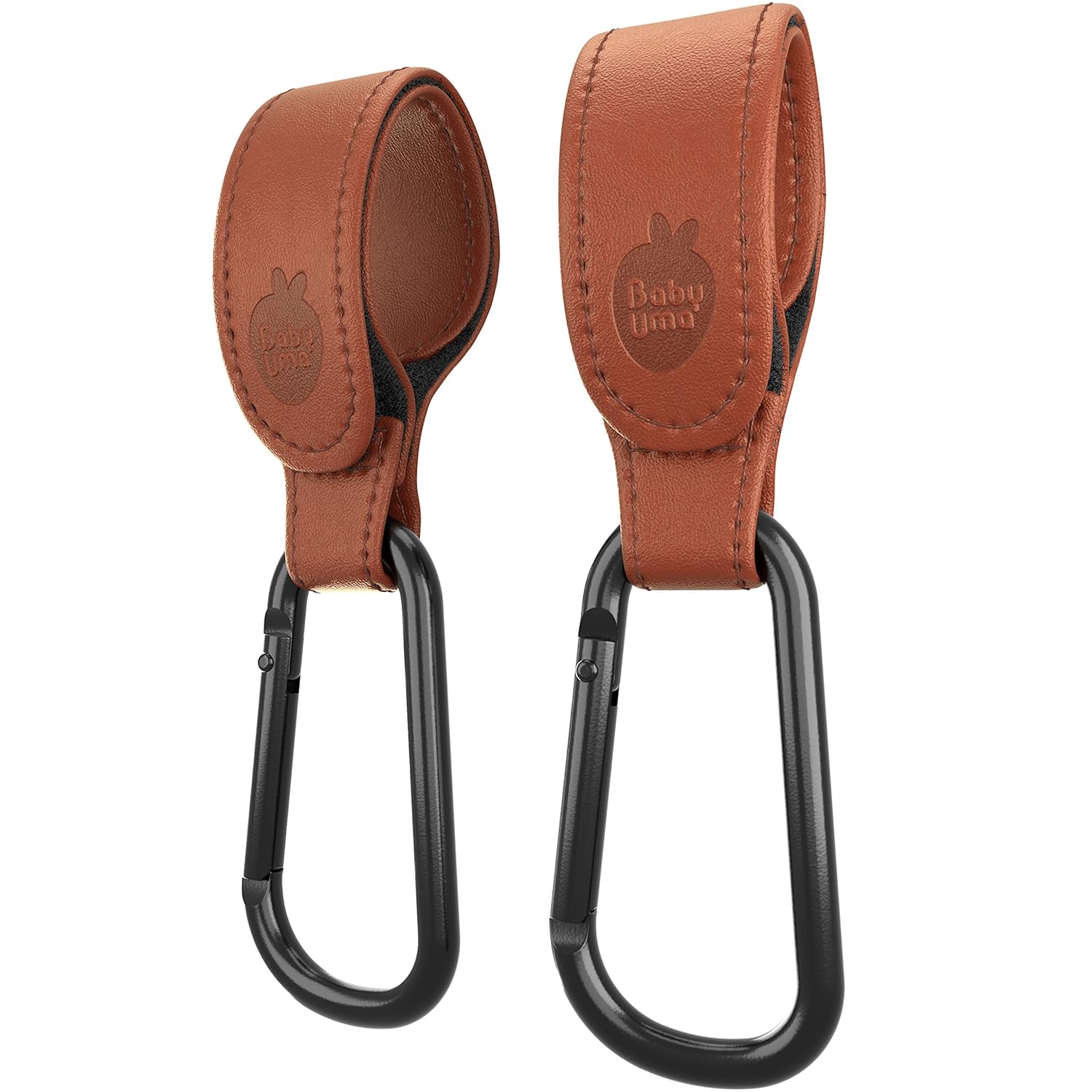 Kinderwagen Haken Braun von Baby Uma - Taschenhalter Kinderwagen Leder Premium Style