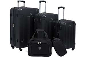 Travelers Club Chicago Hardside Expandable Spinner Luggage, Black, 5 Piece Set