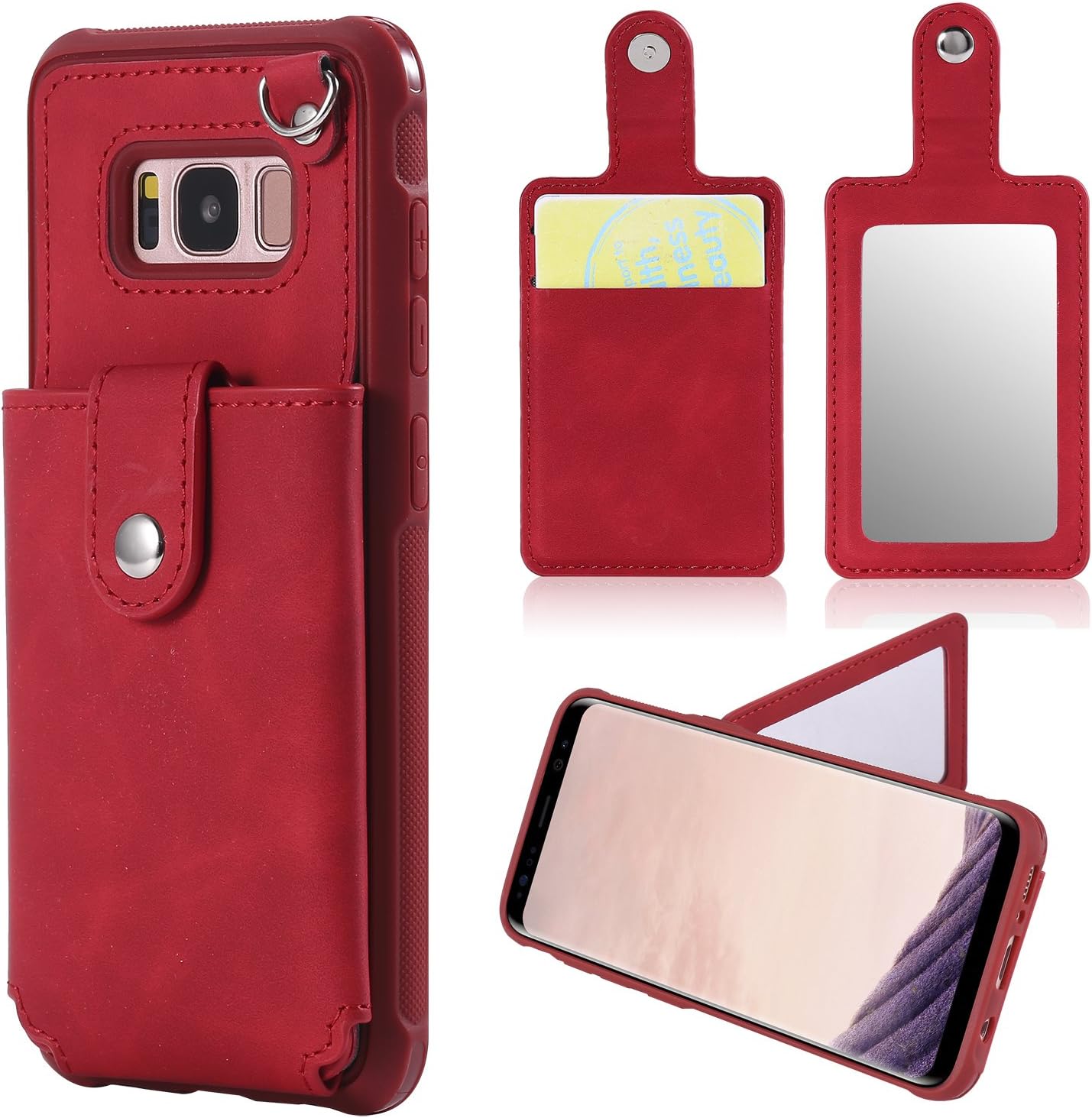 Galaxy S8 Case, NOKEA Case Defender Wallet Design with Card Holder and Hidden Mirror Drop Protection Shockproof Armor Protective Case for Samsung Galaxy S8