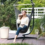 Ohuhu Hanging Chair Cotton Hammock Chair XL 150kg Dark Grey view 5