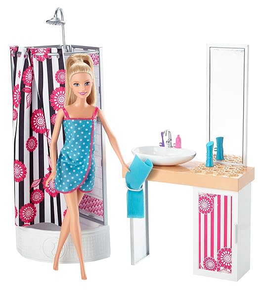 Buy Barbie Doll and Bathroom Furniture Set, Multi Color Online at Low