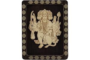 IBA INDIANBEAUTIFULART Indianbeautifulart Lord Panchmukhi Hanuman Double Sided Tape Decorative Wooden Frame Car Dashboard