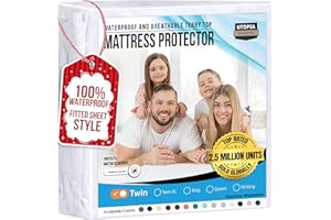Utopia Bedding Waterproof Mattress Protector Twin Size, Premium 200 GSM Terry Mattress Cover, Soft & Breathable Bed Cover, Fitted Sheet Style with Stretchable Deep Pockets 15" (White)