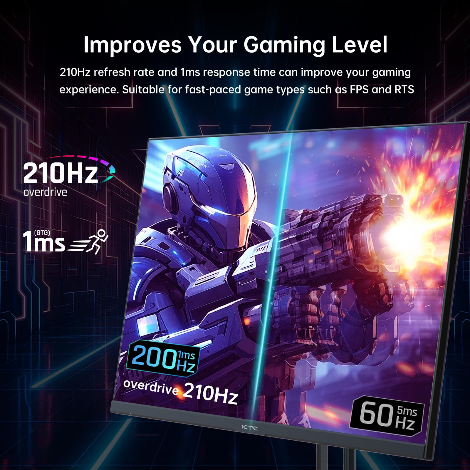 Ktc 27-Inch Gaming Monitor Rear Panel Showing Vesa Mount And Connectivity Ports