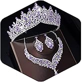 Kamirola Tiaras and Crowns for Women,Tiaras Earrings Necklace, Crystal Bridal Jewelry Set, Costume Party Halloween Prom Pageant Jewelry for Women TR80