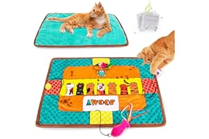 AWOOF Cat Mat for Small Medium Large Cats,Cute Cat Catnip Crinkle Toys, Soft Plush Catnip Mat for Kitten Sleeping Snuffing Rolling Playing,Mashine Washable Cat Play Mat Pet Cushion Pad Mat Cat Gifts