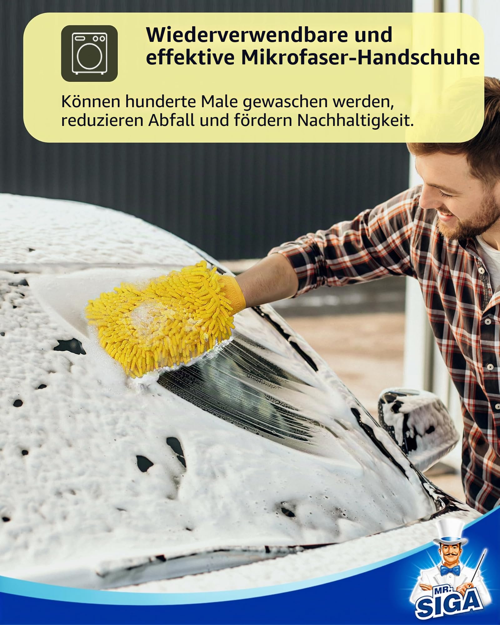 MR.SIGA Mikrofaser-Autowaschhandschuh, Chenille Handschuh für Autoreinigung 3