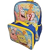 Ruz Group Kid's Licensed 16 Inch Backpack With Removable Lunch Box Set (Sponge Bob)