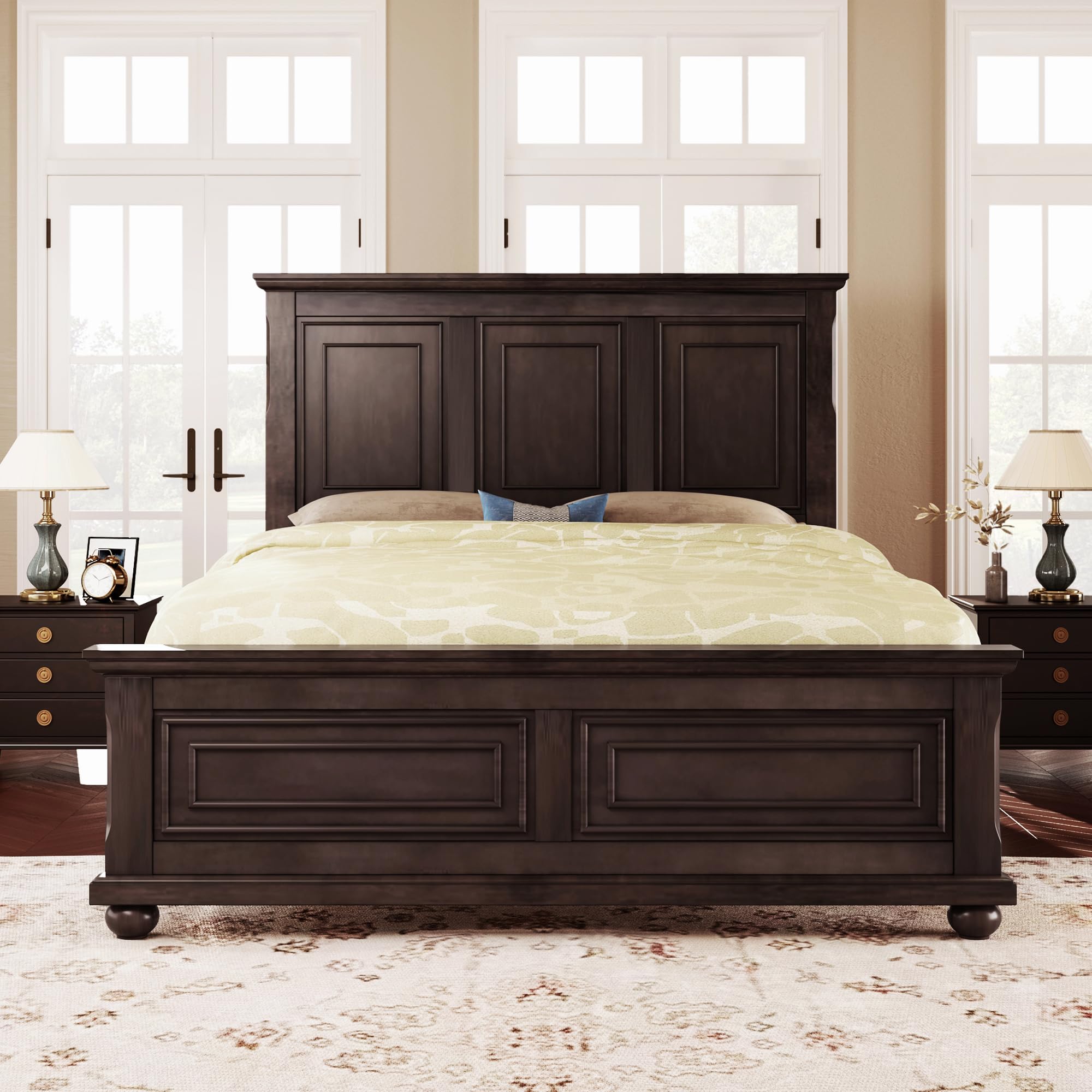Photo 1 of *** box one of two***Merax Traditional Town and Country Style Pinewood Vintage Queen Bed, Rich Brown