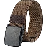 LionVII Mens Belt Web, Nylon Casual Belt with Plastic Buckle Breathable for Work Travel, Easy Trim to Fit 28-49" Waist