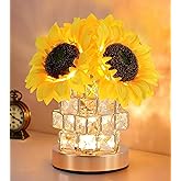 AIHYING Sunflowers Flower Lamp,Rechargeable Cordless Touch Lamp,3-Colour Infinitely Dimming Small Night Light,Crystal Table Lamp,Christmas/Mother's Day/Birthday Gifts for Women,Home Decor.