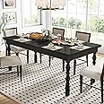 Tribesigns 62” Wood Dining Table for 4-6 People, Farmhouse Large Rectangle Kitchen Table, Modern Dinner Table Kitchen & Dining Room Furniture with Carved Turned Legs
