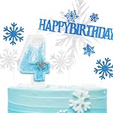 mciskin Frozen Glitter 3rd Birthday Candle Blue White Snowflake 3 view 3