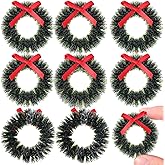 Yardwe 20pcs Miniature Christmas Wreath, Hanging Wreath Christmas Decoration Mini Wreaths Xmas Tree Hanging Decor for Dollhouse Holiday Festival Decorations