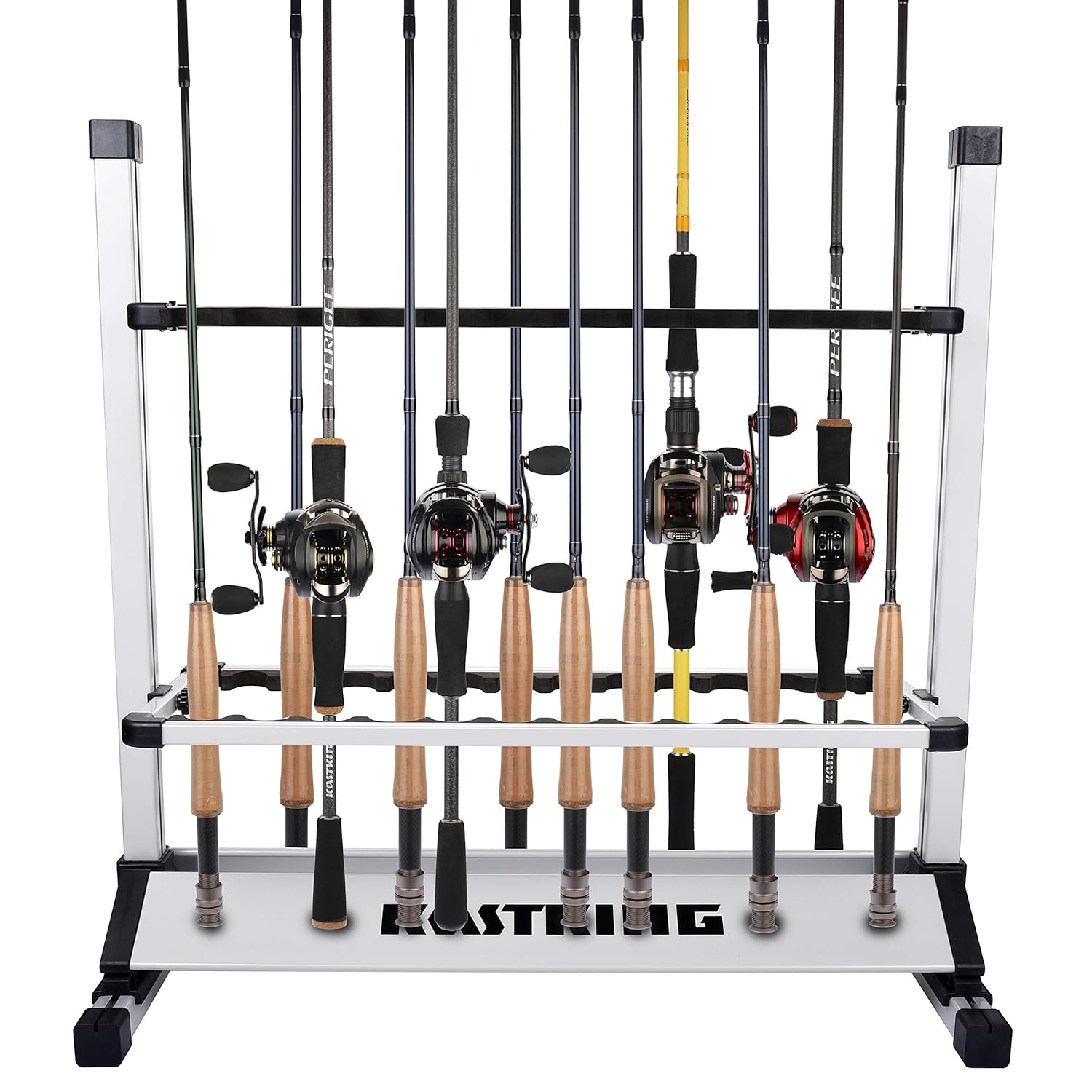Silver 簡単な組み立て 24 Black カストキング Kastking ロッドスタンド B07cxzrjdh Rods 12本 アルミ軽量 24本 Rack 竿掛けロッドホルダー 送料無料 一部地域を除く
