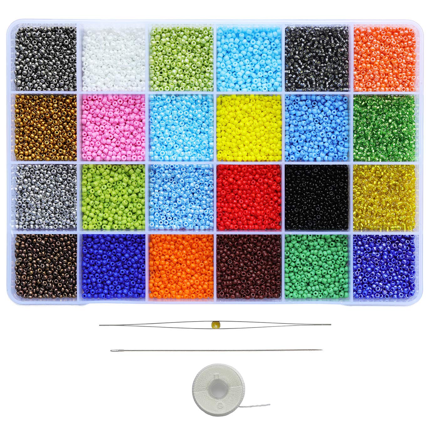 Bala&Fillic Size 11/0 Glass Seed Beads About 15600pcs in Box 24 Multicolor Assortment Craft Seed Beads for Jewelry Making